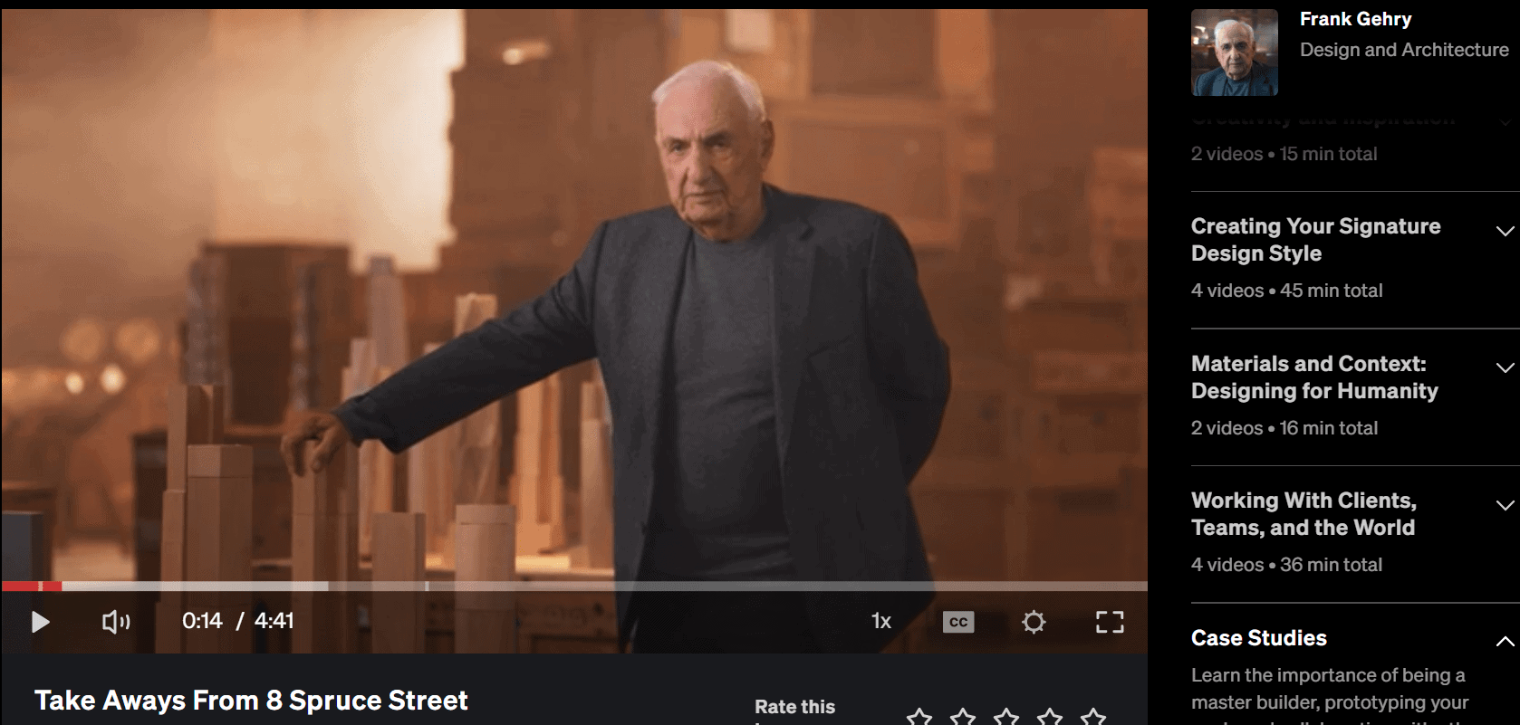 Frank Gehry Masterclass Review-spouce street
