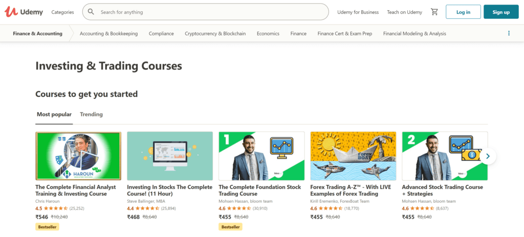 Stock trading courses- Udemy prices