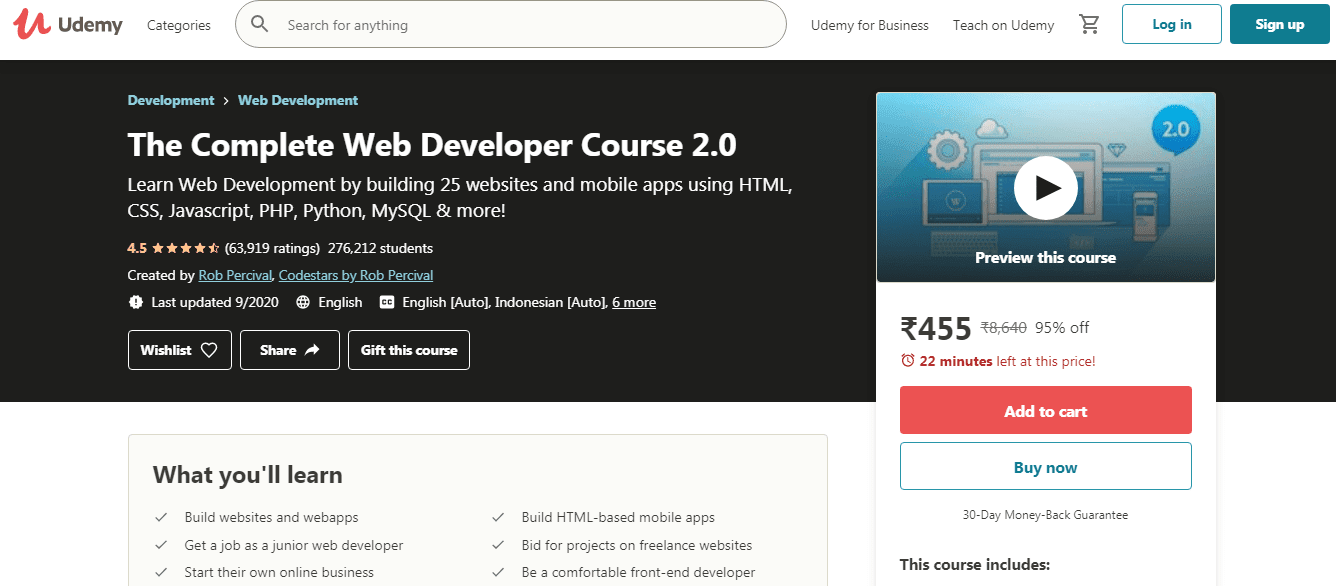 Best Udemy Courses - Web Developer