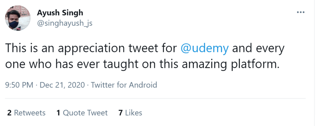 Udemy reviews on twitter