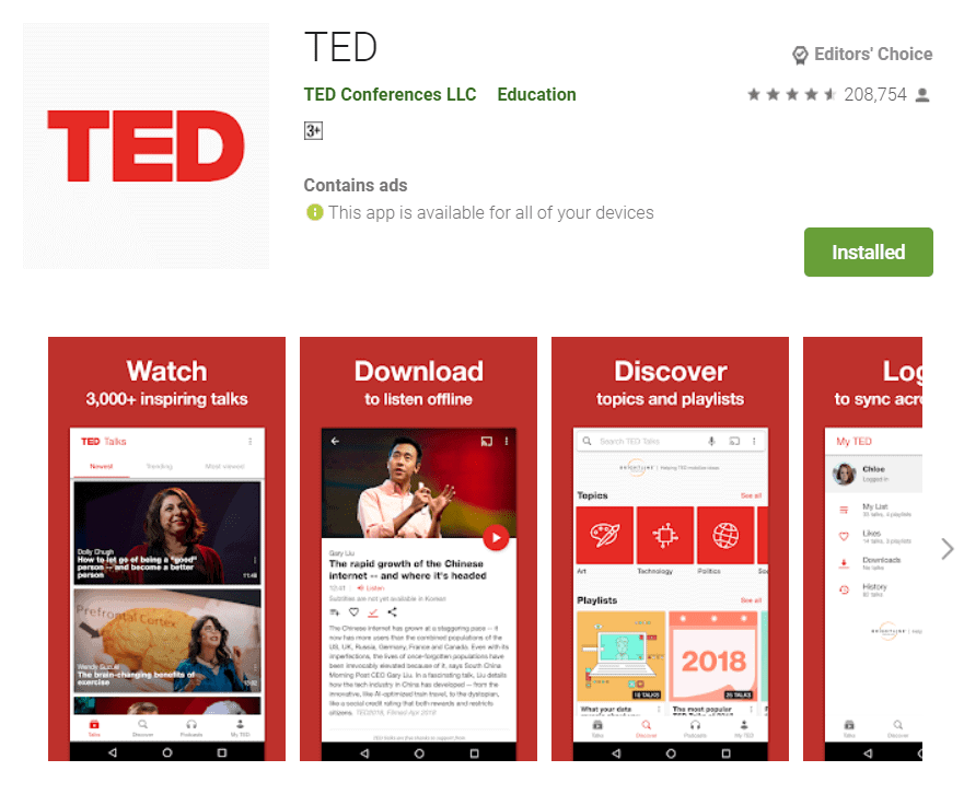 ted - Free Daily Use Android Apps