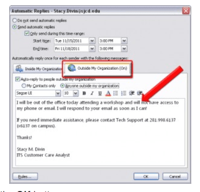 How to Set up Out of Office in Outlook 2010 2