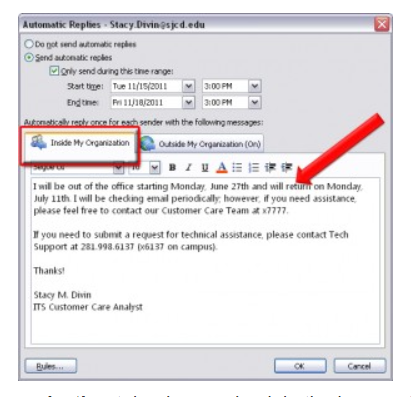 How to Set up Out of Office in Outlook 2010 3