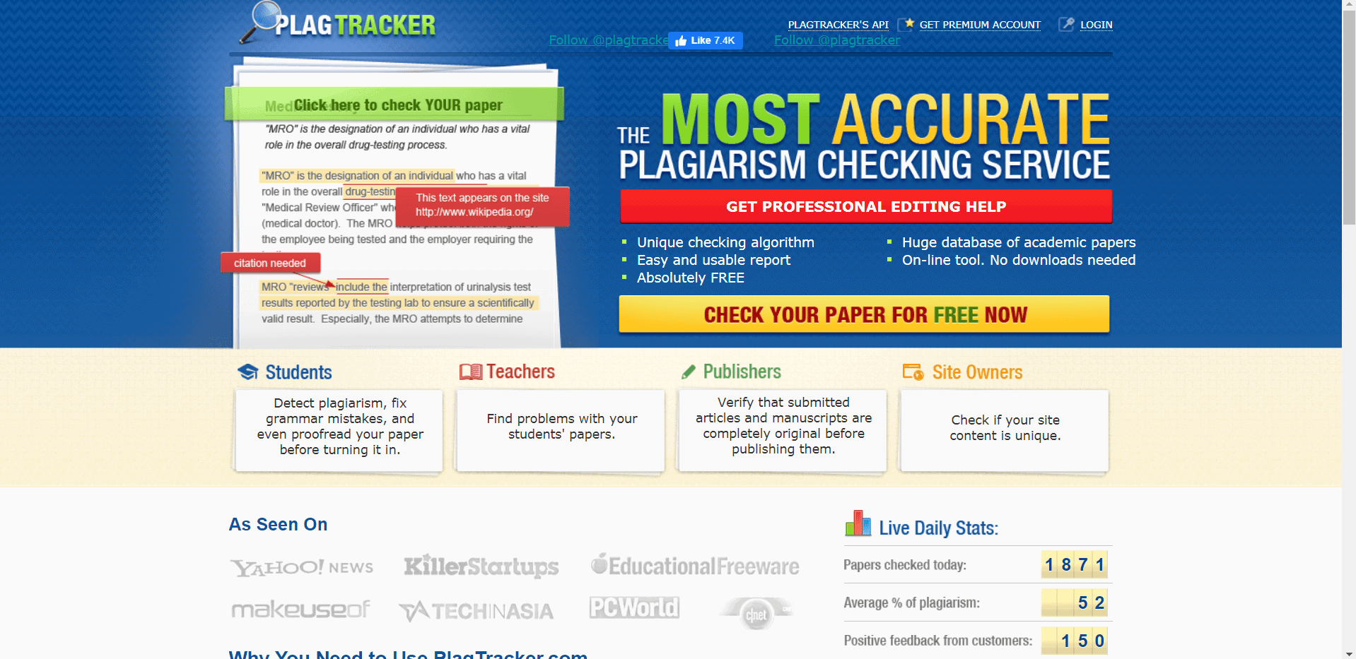 PlagTracker - Free Copyscape Alternatives