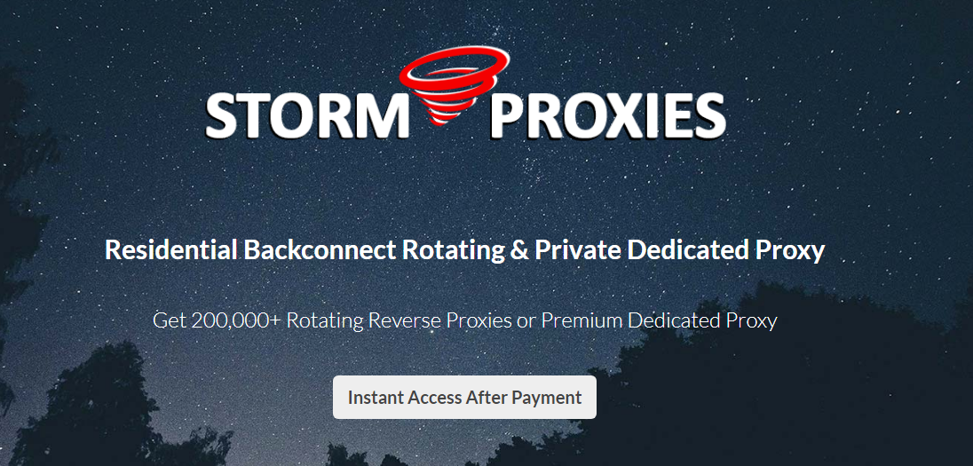 Storm Proxies Homepage