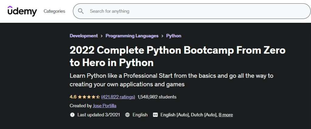 Complete Python Bootcamp From Zero to Hero