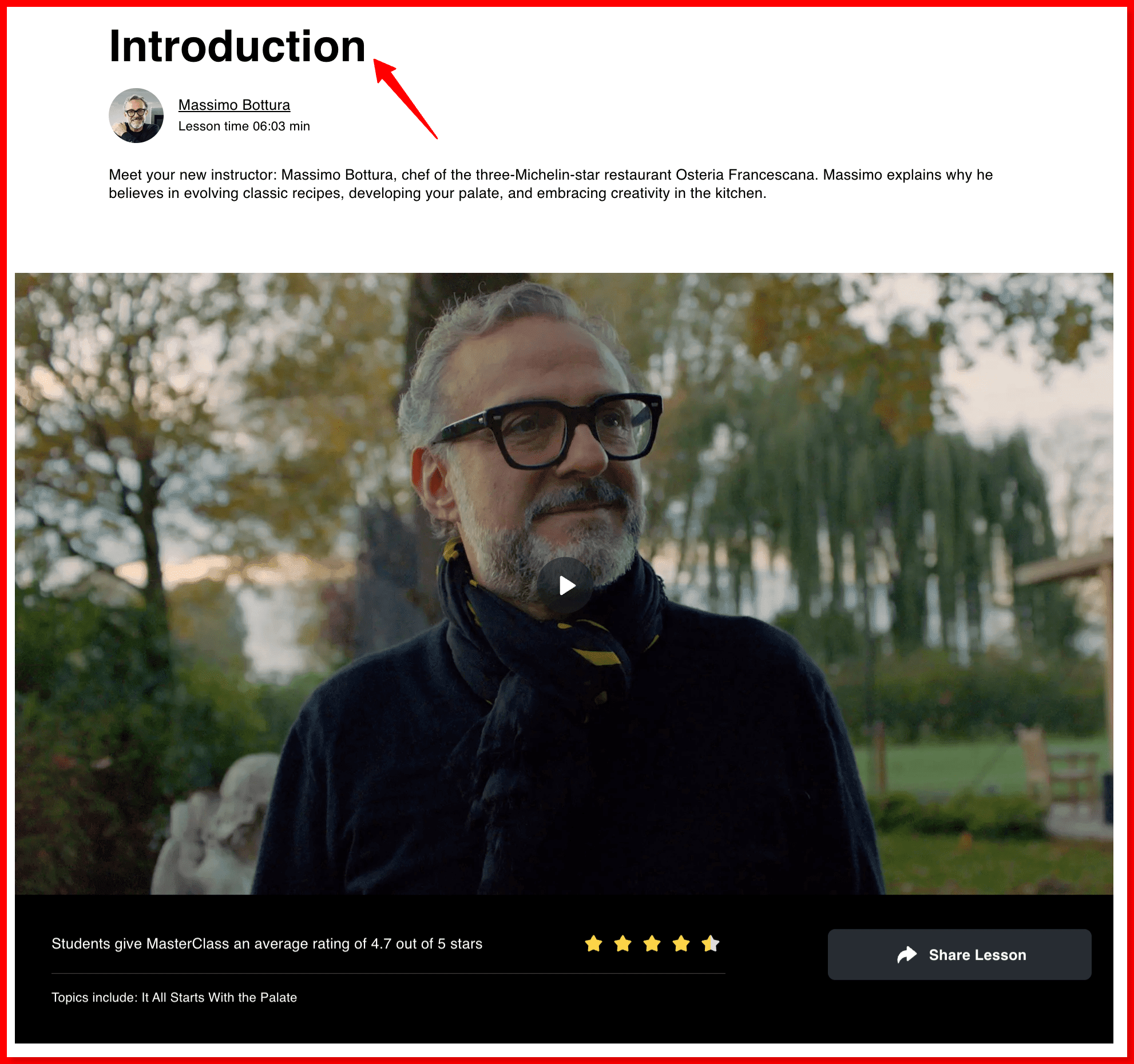 Massimo Bottura MasterClass Introduction